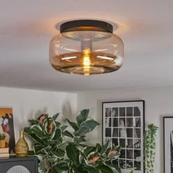 hofstein Boza Plafonnier, Boule lumineuse Ambre, 1 lumière