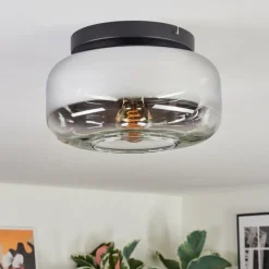 hofstein Boza Plafonnier, Boule lumineuse Chrome, Clair, Fumé, 1 lumière