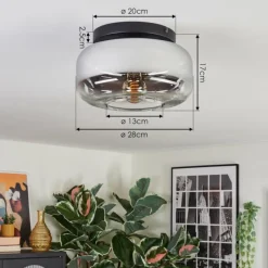 hofstein Boza Plafonnier, Boule lumineuse Chrome, Clair, Fumé, 1 lumière