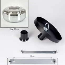 hofstein Boza Plafonnier, Boule lumineuse Chrome, Clair, Fumé, 1 lumière