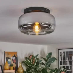 hofstein Boza Plafonnier, Boule lumineuse Chrome, Clair, Fumé, 1 lumière