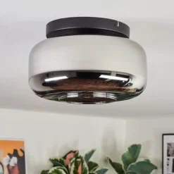 hofstein Boza Plafonnier, Boule lumineuse Chrome, Fumé, 1 lumière