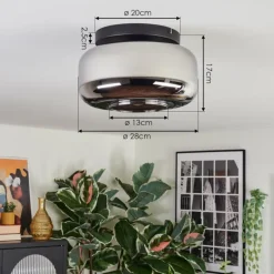 hofstein Boza Plafonnier, Boule lumineuse Chrome, Fumé, 1 lumière