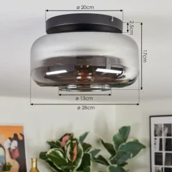 hofstein Boza Plafonnier, Boule lumineuse Fumé, 1 lumière