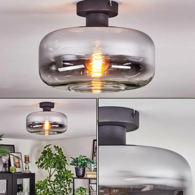 Suspension Verre Fumé-hofstein Boza Plafonnier Chrome, Clair, Fumé, 1 lumière