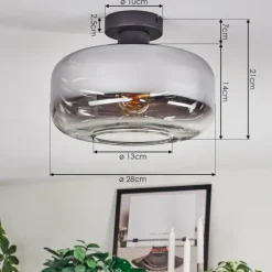 Suspension Verre Fumé-hofstein Boza Plafonnier Chrome, Clair, Fumé, 1 lumière