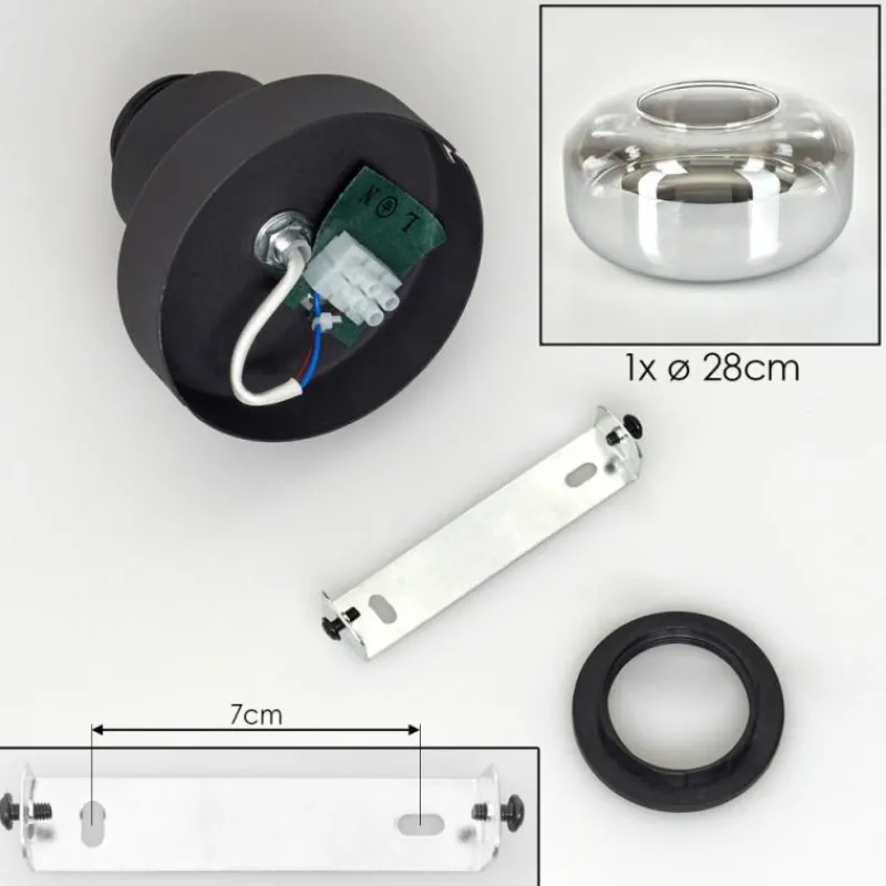 Suspension Verre Fumé-hofstein Boza Plafonnier Chrome, Clair, Fumé, 1 lumière