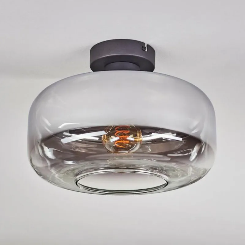 Suspension Verre Fumé-hofstein Boza Plafonnier Chrome, Clair, Fumé, 1 lumière