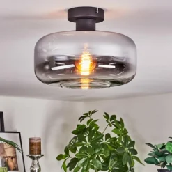 Suspension Verre Fumé-hofstein Boza Plafonnier Chrome, Clair, Fumé, 1 lumière