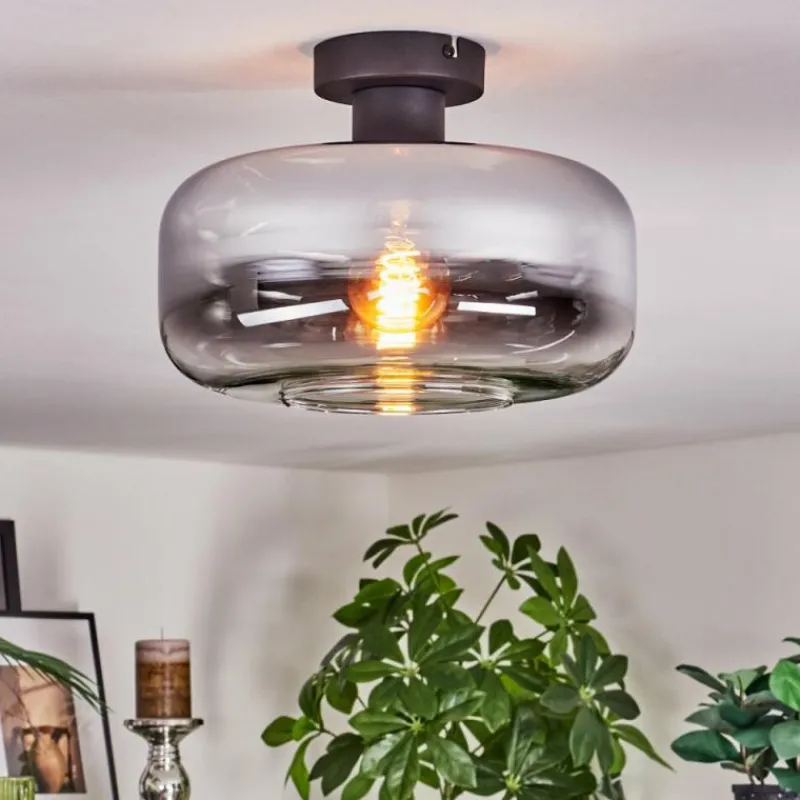 Suspension Verre Fumé-hofstein Boza Plafonnier Chrome, Clair, Fumé, 1 lumière