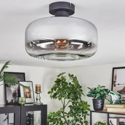 Suspension Verre Fumé-hofstein Boza Plafonnier Chrome, Clair, Fumé, 1 lumière