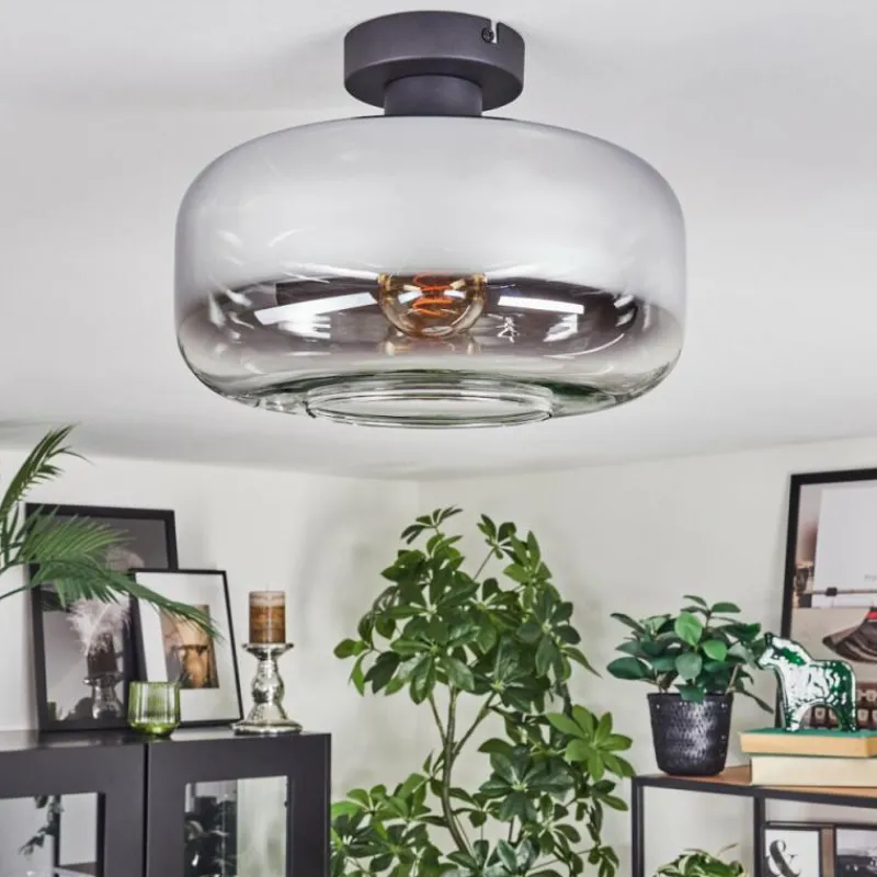 Suspension Verre Fumé-hofstein Boza Plafonnier Chrome, Clair, Fumé, 1 lumière