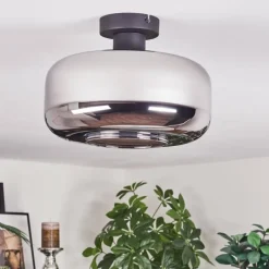 Suspension Verre Fumé-hofstein Boza Plafonnier Chrome, Fumé, 1 lumière