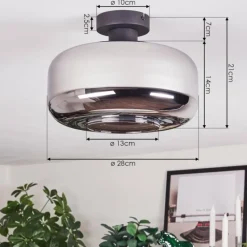 Suspension Verre Fumé-hofstein Boza Plafonnier Chrome, Fumé, 1 lumière