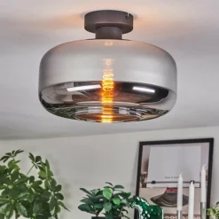 Suspension Verre Fumé-hofstein Boza Plafonnier Chrome, Fumé, 1 lumière