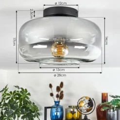 hofstein Boza Plafonnier Clair, Fumé, 1 lumière