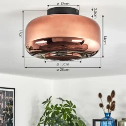 hofstein Boza Plafonnier Cuivré, 1 lumière