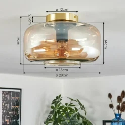 hofstein Boza Plafonnier Laiton, 1 lumière