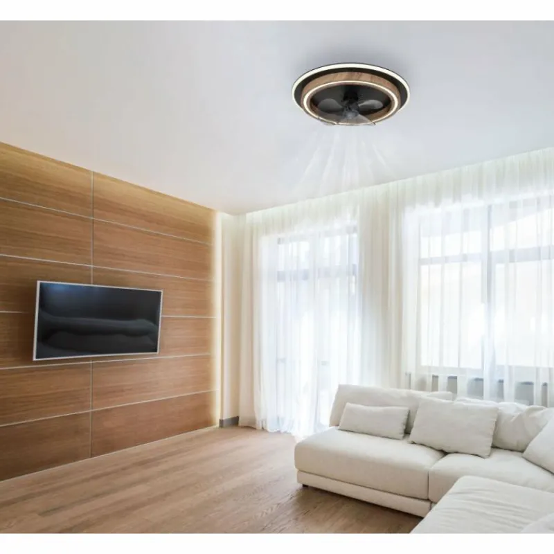 Luminaires Globo Lighting Bozan Ventilateur de plafond lumineux LED Écru, Noir, 1 lumière, Télécommandes