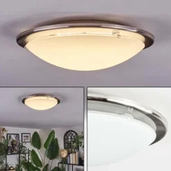 hofstein Brena Plafonnier LED Nickel mat, 1 lumière