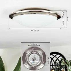 hofstein Brena Plafonnier LED Nickel mat, 1 lumière