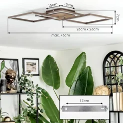 Lampes Dorées-hofstein Brina Plafonnier LED Brun, Or, 1 lumière