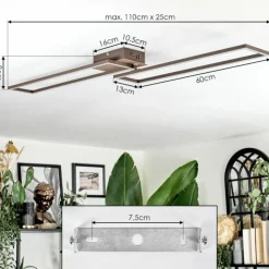 Lampes Dorées-hofstein Brina Plafonnier LED Brun, Or, 1 lumière, Télécommandes