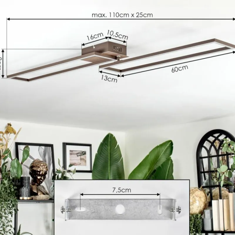 Lampes Dorées-hofstein Brina Plafonnier LED Brun, Or, 1 lumière, Télécommandes