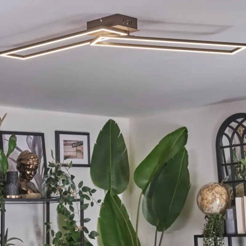 Lampes Dorées-hofstein Brina Plafonnier LED Brun, Or, 1 lumière, Télécommandes