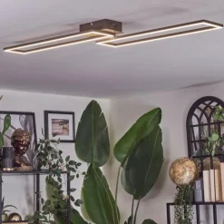 Lampes Dorées-hofstein Brina Plafonnier LED Brun, Or, 1 lumière, Télécommandes