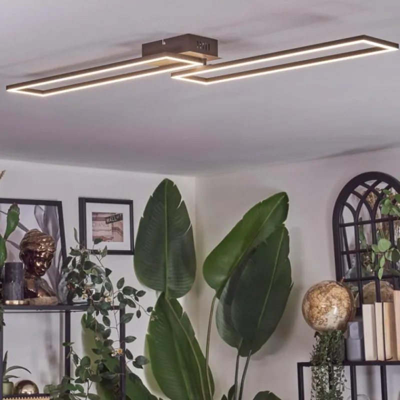 Lampes Dorées-hofstein Brina Plafonnier LED Brun, Or, 1 lumière, Télécommandes