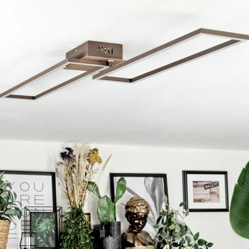 Lampes Dorées-hofstein Brina Plafonnier LED Brun, Or, 1 lumière, Télécommandes