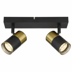 Suspension Verre Fumé-Luminaires Globo Lighting Brisbon Plafonnier, Spot de plafond, Applique murale, Spot mural Noir, 2 lumières