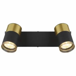 Suspension Verre Fumé-Luminaires Globo Lighting Brisbon Plafonnier, Spot de plafond, Applique murale, Spot mural Noir, 2 lumières