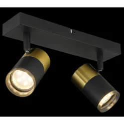 Suspension Verre Fumé-Luminaires Globo Lighting Brisbon Plafonnier, Spot de plafond, Applique murale, Spot mural Noir, 2 lumières