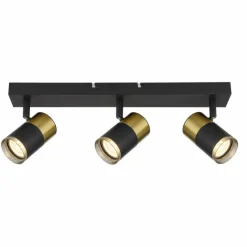 Suspension Verre Fumé-Luminaires Globo Lighting Brisbon Plafonnier, Spot de plafond, Applique murale, Spot mural Noir, 3 lumières