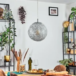 Lampes À Boules-hofstein Brona Suspension, Boule lumineuse, Suspension Argenté, 1 lumière