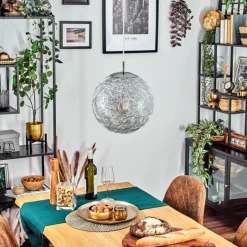 Lampes À Boules-hofstein Brona Suspension, Boule lumineuse, Suspension Argenté, 1 lumière