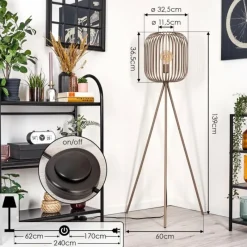 hofstein Bystrup Lampadaire Beige, Sable, 1 lumière