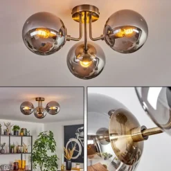 hofstein Cabalonga Plafonnier, Boule lumineuse Laiton, 3 lumières