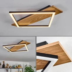 Luminaires Scandinaves-hofstein Cabanas Plafonnier LED Couleur bois, Noir, 1 lumière