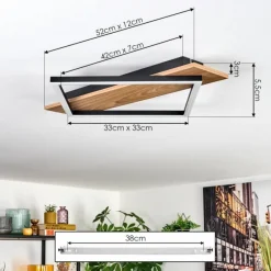 Luminaires Scandinaves-hofstein Cabanas Plafonnier LED Couleur bois, Noir, 1 lumière