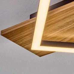 Luminaires Scandinaves-hofstein Cabanas Plafonnier LED Couleur bois, Noir, 1 lumière