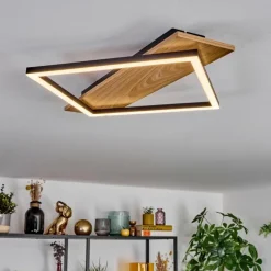 Luminaires Scandinaves-hofstein Cabanas Plafonnier LED Couleur bois, Noir, 1 lumière