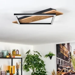 Luminaires Scandinaves-hofstein Cabanas Plafonnier LED Couleur bois, Noir, 1 lumière