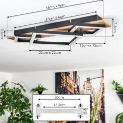 Luminaires Scandinaves-hofstein Cabanas Plafonnier LED Couleur bois, Noir, 1 lumière