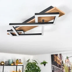 Luminaires Scandinaves-hofstein Cabanas Plafonnier LED Couleur bois, Noir, 1 lumière