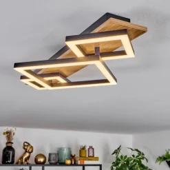 Luminaires Scandinaves-hofstein Cabanas Plafonnier LED Couleur bois, Noir, 1 lumière