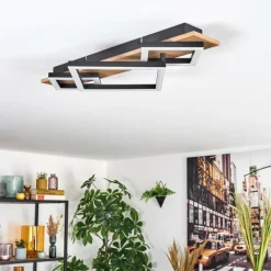 Luminaires Scandinaves-hofstein Cabanas Plafonnier LED Couleur bois, Noir, 1 lumière