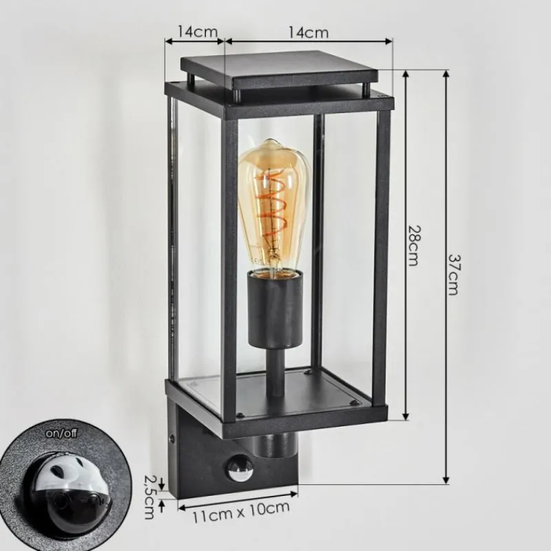 hofstein Cadafaes Lampe murale d´extérieur Noir, 1 lumière, Détecteur de mouvement